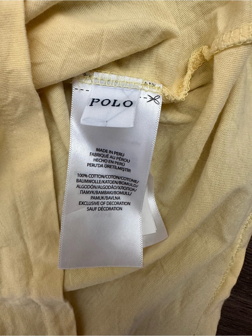 3/$30 Polo by Ralph Lauren 100% Cotton Women's V-Neck Tee in Yellow - Picture 6 of 6